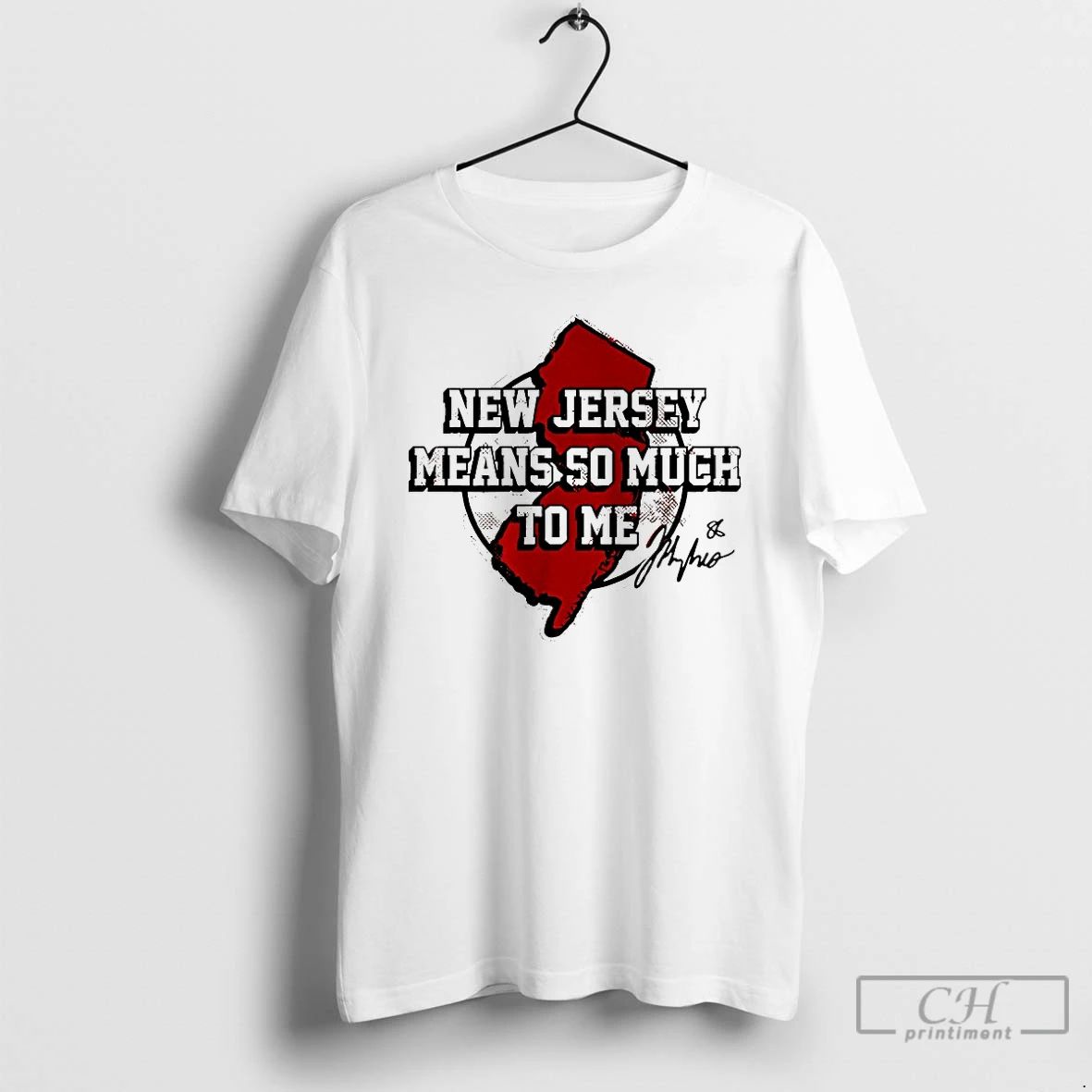 Classic Jack Hughes New Jersey Means So Much To Me sports jersey product view 1