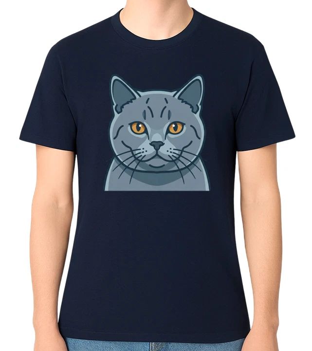 British Shorthair Cat Face Unisex T-Shirt Cute Cat Lover Graphic Tee Unisex T-shirt, Sweatshirt, Hoodie, Long Sleeve Tee - T-Shirt, Sweatshirt, Hoodie