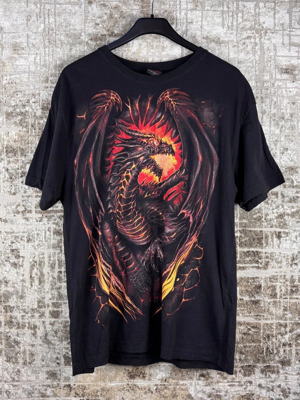 Men's Y2K Spiral Fire Dragon Graphic TShirt  Black XL Retro Gothic Tee Unisex T-shirt, Sweatshirt, Hoodie, Long Sleeve Tee - T-Shirt, Sweatshirt, Hoodie