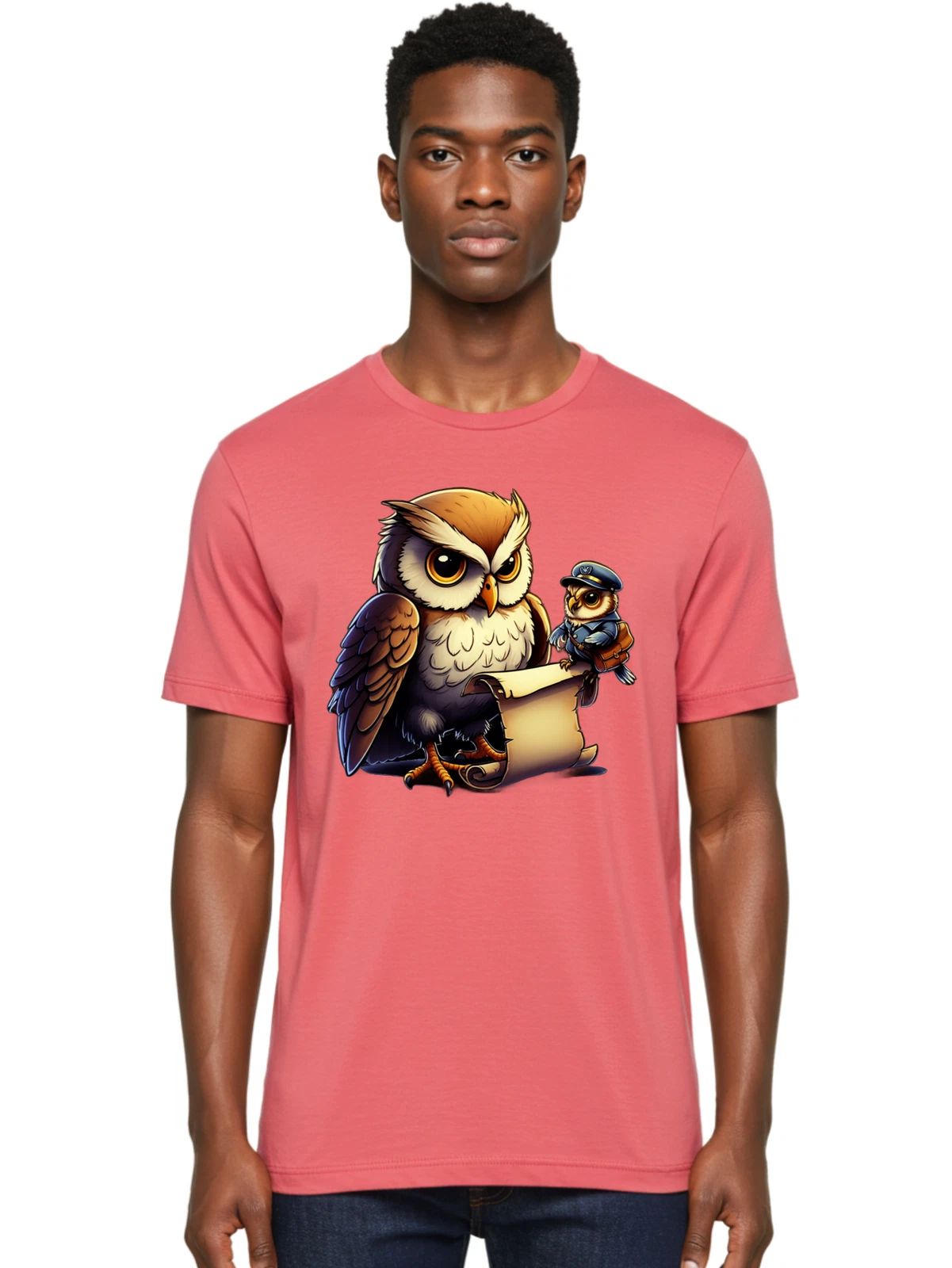 Owl-And-Mailman-Owl Mens Graphic Tee, 100% Cotton, Casual Summer Wear Unisex T-shirt, Sweatshirt, Hoodie, Long Sleeve Tee - T-Shirt, Sweatshirt, Hoodie