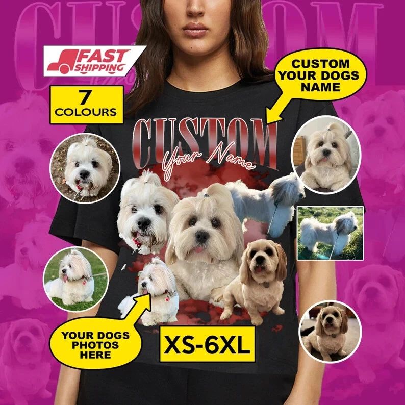 Personalised Pet Bootleg t shirt, Dog Collage t shirt, Dog Lover Collage Tee Unisex T-shirt, Sweatshirt, Hoodie, Long Sleeve Tee - T-Shirt, Sweatshirt, Hoodie