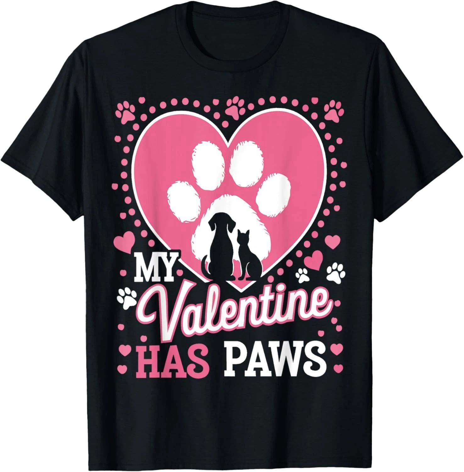 My Valentine Has Paws Funny Cat Dog Lover T-Shirt Unisex T-shirt, Sweatshirt, Hoodie, Long Sleeve Tee - T-Shirt, Sweatshirt, Hoodie