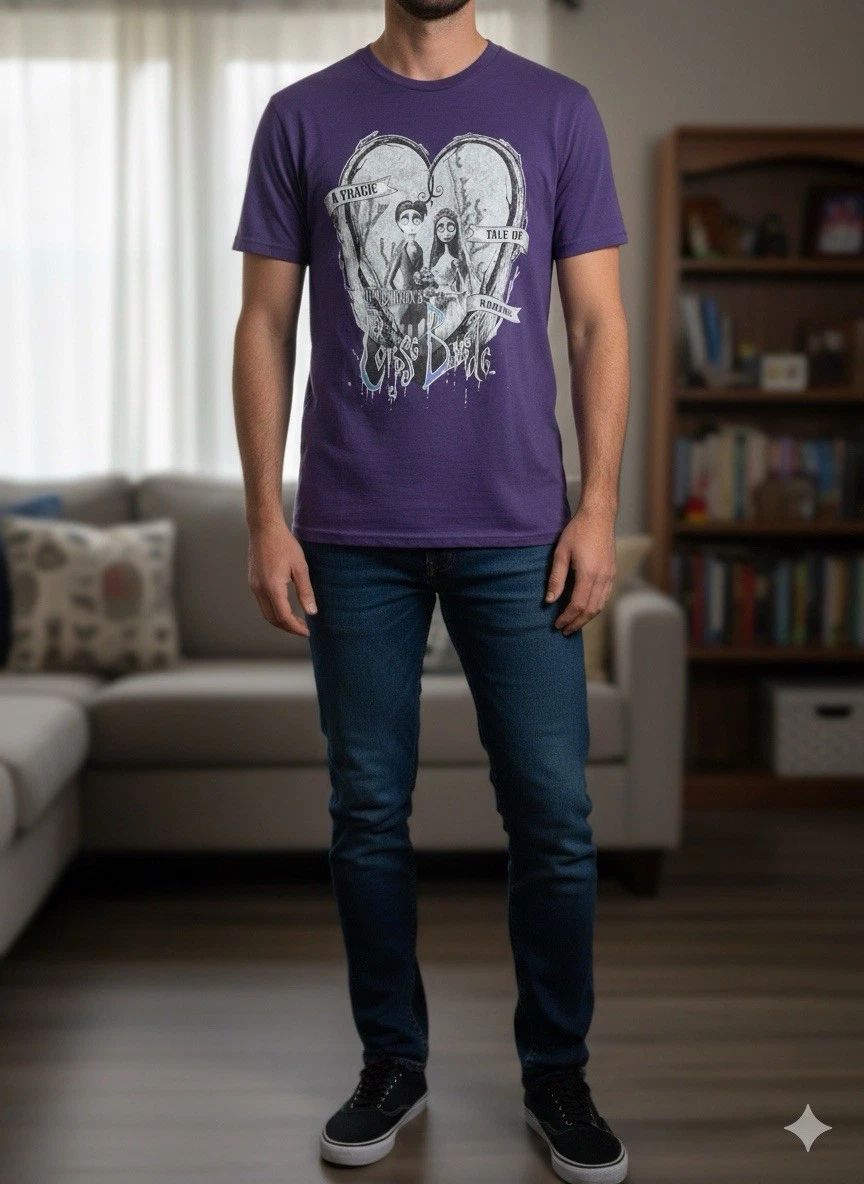 Tim Burton Corpse Bride Purple T-Shirt Size L Official Brand Tee Unisex T-shirt, Sweatshirt, Hoodie, Long Sleeve Tee - T-Shirt, Sweatshirt, Hoodie