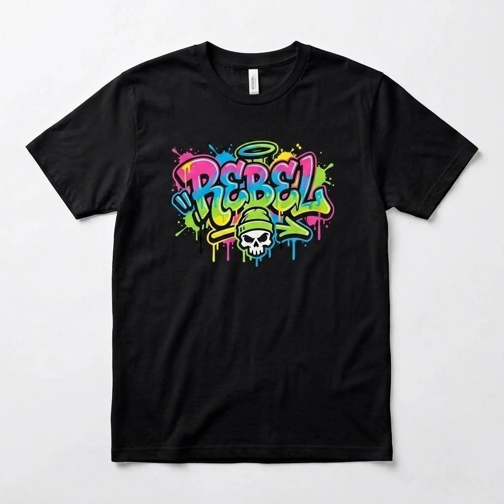 Rebel Graffiti Skull T-Shirt - Urban Streetwear Graphic Tee for Men and Women Unisex T-shirt, Sweatshirt, Hoodie, Long Sleeve Tee - T-Shirt, Sweatshirt, Hoodie