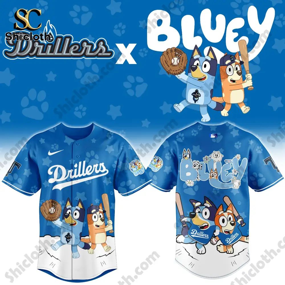 Tulsa Drillers x Bluey Night Limited Jersey sports jersey product view 2