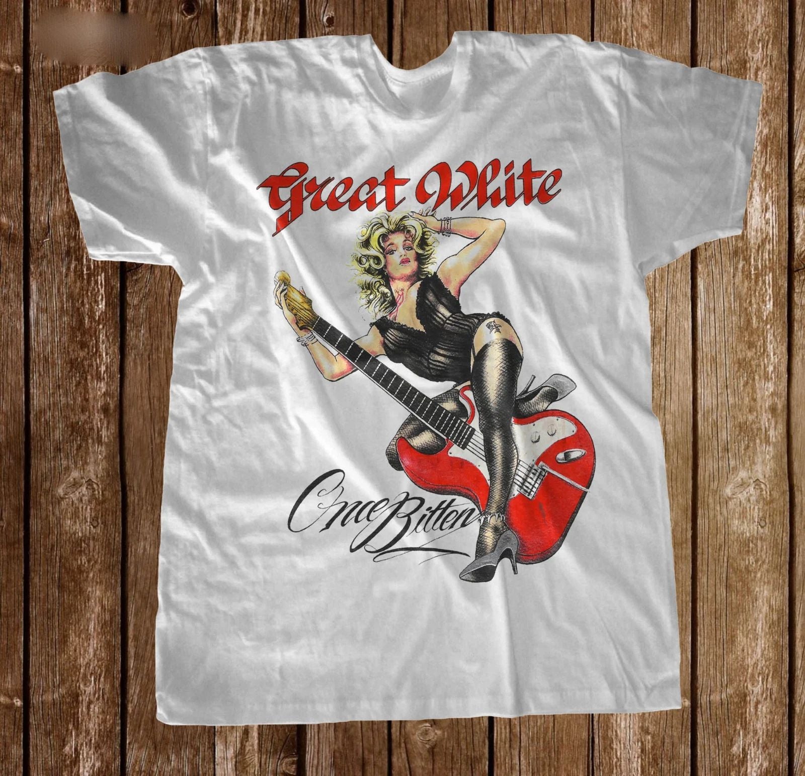 Vtg Great White Band Heavy Cotton All Size Unisex White Shirt Unisex T-shirt, Sweatshirt, Hoodie, Long Sleeve Tee - T-Shirt, Sweatshirt, Hoodie