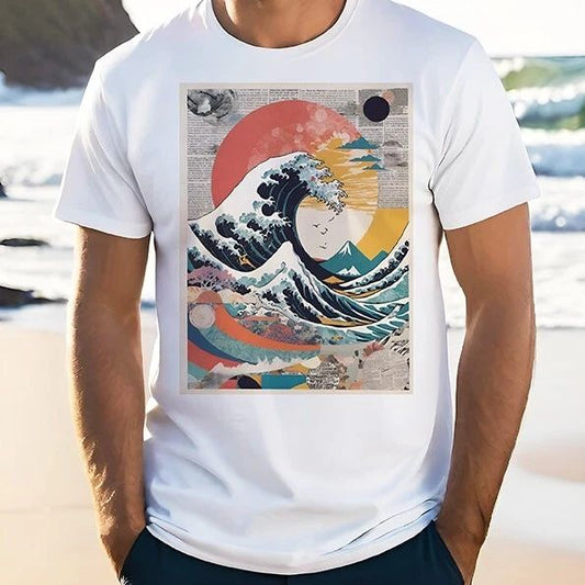 ABSTRACT GREAT WAVE T-Shirt Surfing Japanese Ocean Surf Aesthetic Tee Top Gift Unisex T-shirt, Sweatshirt, Hoodie, Long Sleeve Tee - T-Shirt, Sweatshirt, Hoodie