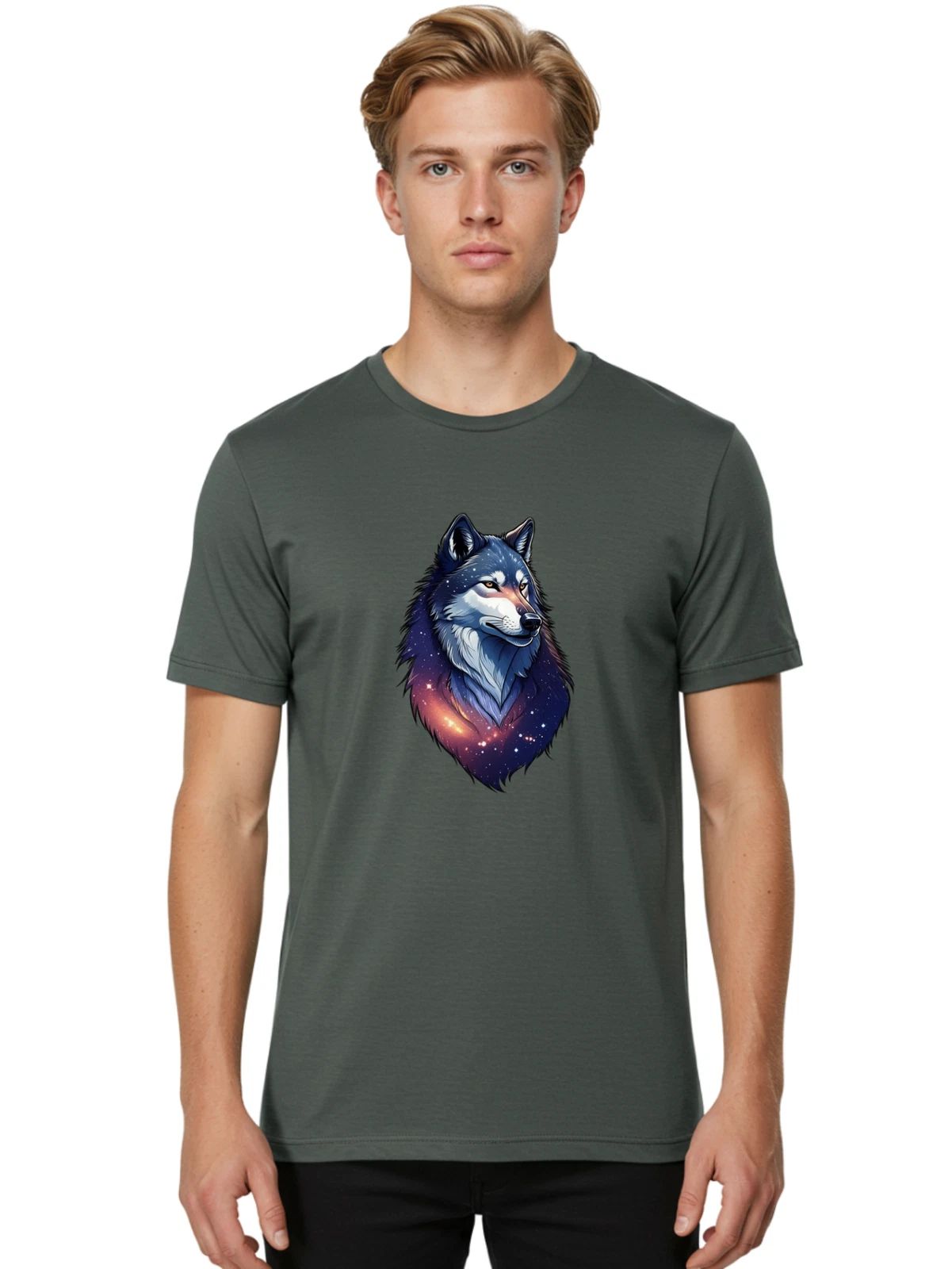 Galaxy-Wolf-7 Mens Graphic Tee, 100% Cotton, Casual Summer Wear Unisex T-shirt, Sweatshirt, Hoodie, Long Sleeve Tee - T-Shirt, Sweatshirt, Hoodie