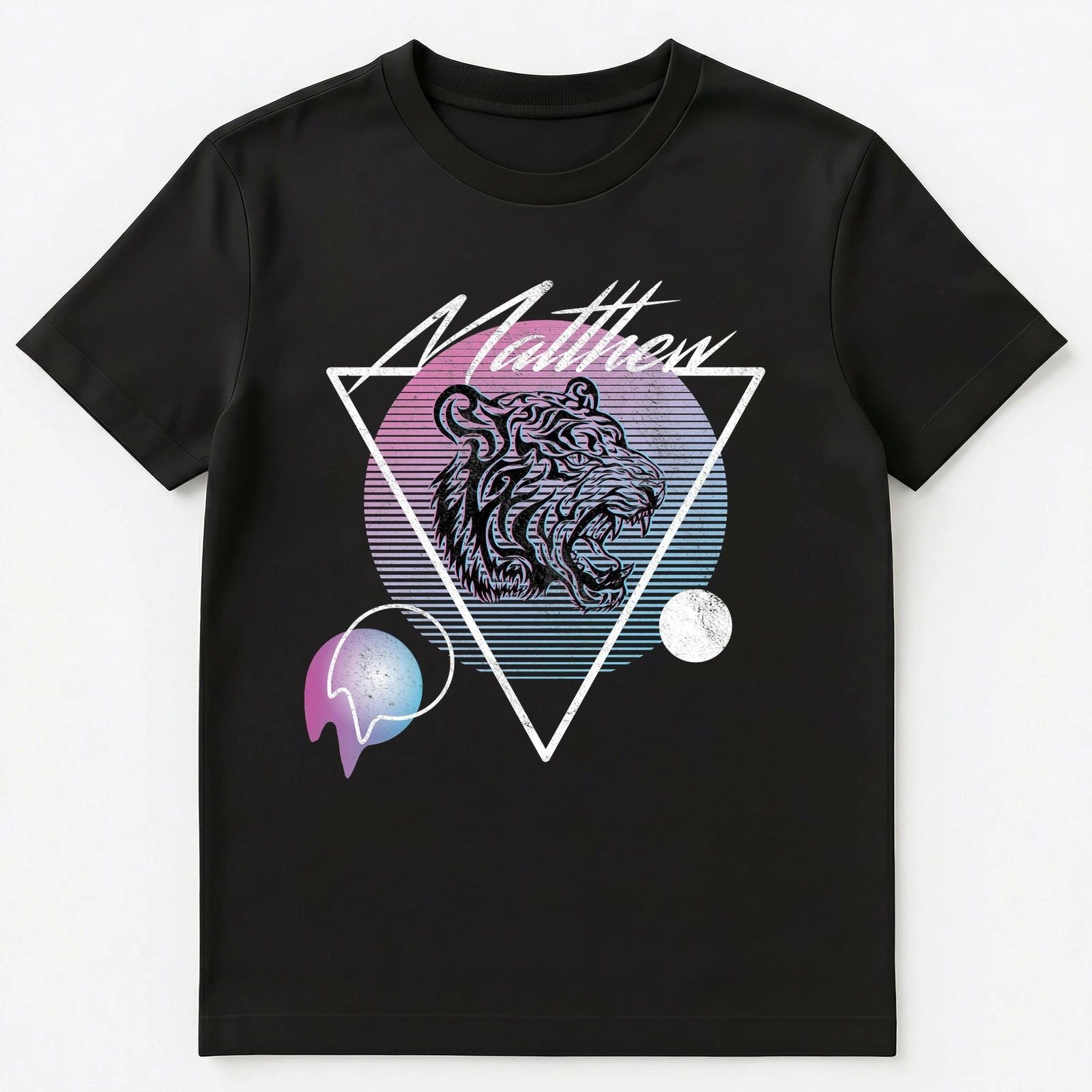 Matthew Name Retro Vaporwave Aesthetic Art Style Tiger Unisex T-Shirt Unisex T-shirt, Sweatshirt, Hoodie, Long Sleeve Tee - T-Shirt, Sweatshirt, Hoodie