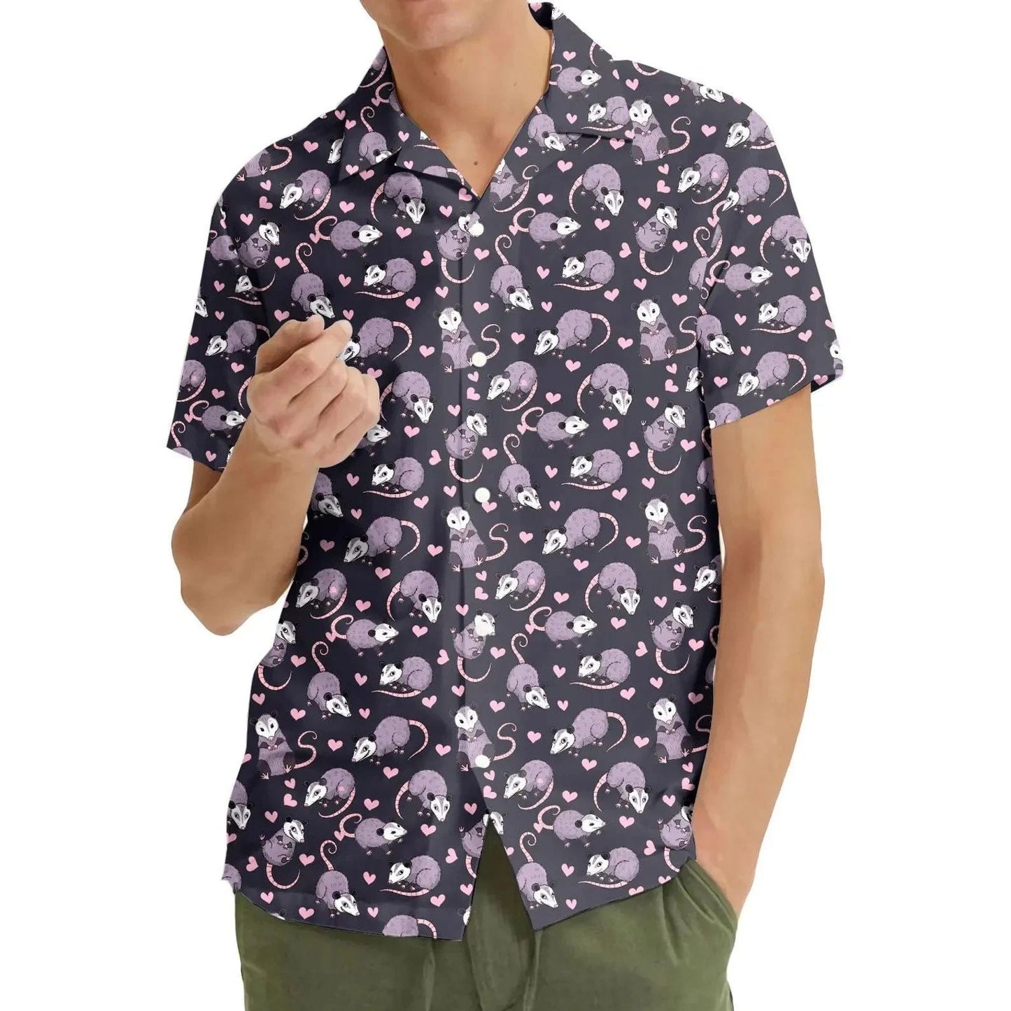 Kawaii Opossum Hawaiian Shirt Cute Possum Cartoon Purple Aloha Unisex Unisex T-shirt, Sweatshirt, Hoodie, Long Sleeve Tee - T-Shirt, Sweatshirt, Hoodie