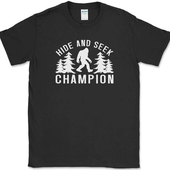 SASQUATCH HIDE AND SEEK Champion T-Shirt Funny Bigfoot humor Joke Novelty Tee Unisex T-shirt, Sweatshirt, Hoodie, Long Sleeve Tee - T-Shirt, Sweatshirt, Hoodie