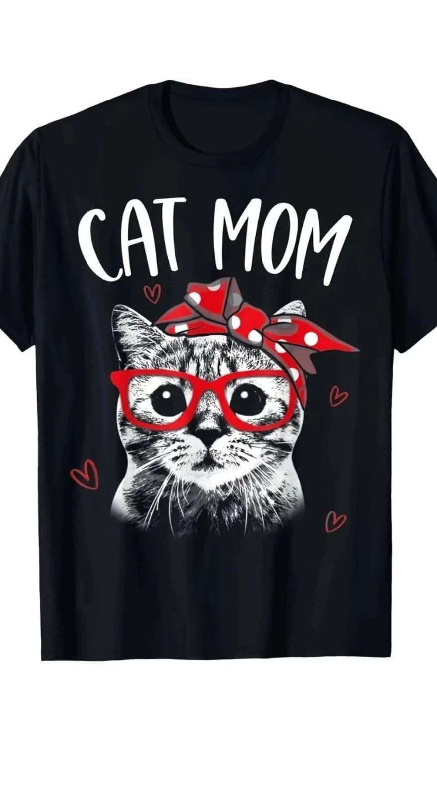 Retro Cat Mom T-Shirt | Cute Tabby Cat with Glasses & Red Bow Graphic Tee Unisex T-shirt, Sweatshirt, Hoodie, Long Sleeve Tee - T-Shirt, Sweatshirt, Hoodie