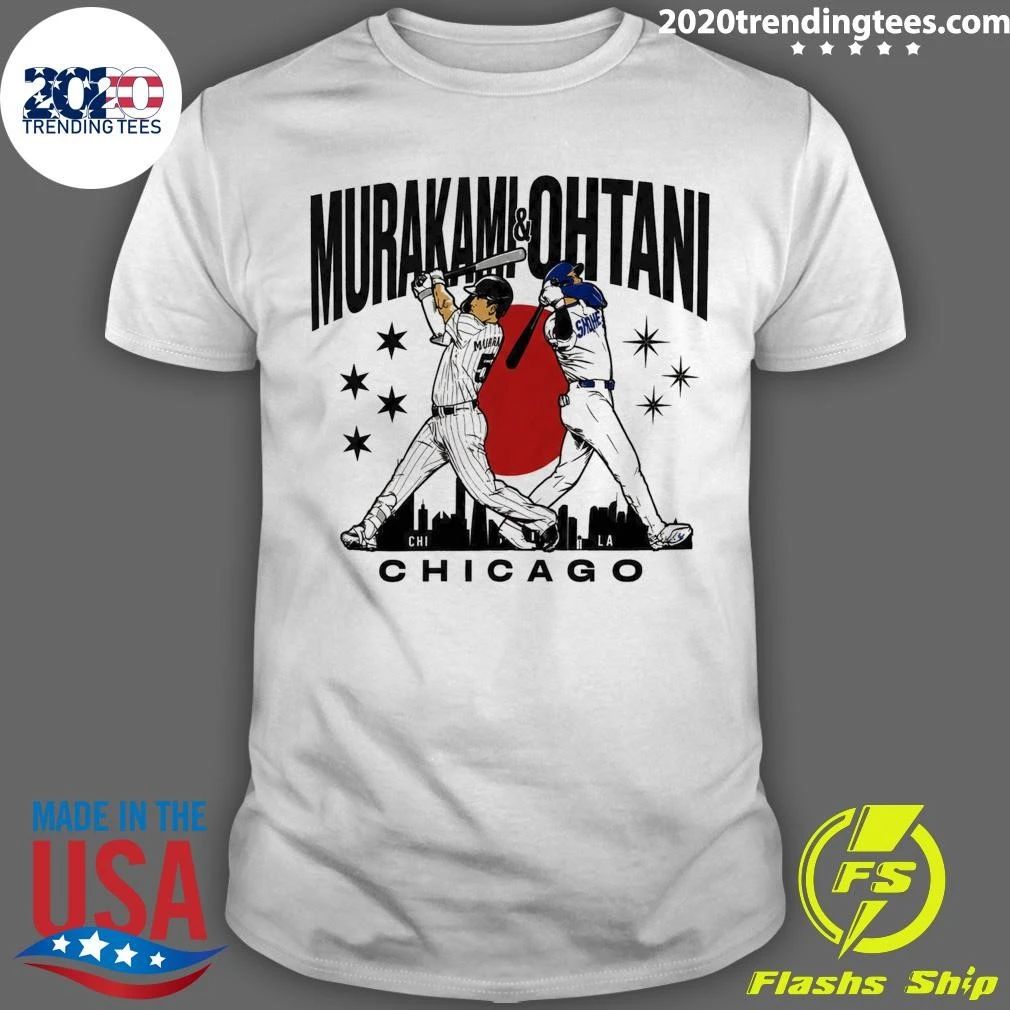 Munetaka Murakami and Shohei Ohtani Chicago Skyline Shirt Unisex T-shirt, Sweatshirt, Hoodie, Long Sleeve Tee - T-Shirt, Sweatshirt, Hoodie