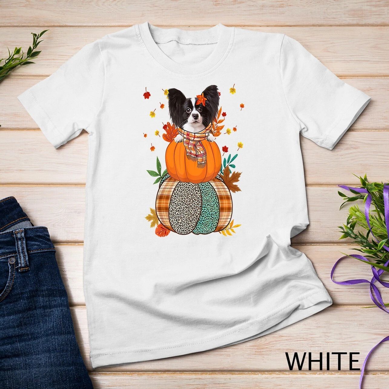 Cute Papillon PumpkinThanksgiving Autumn Dog Lover Unisex T-shirt Unisex T-shirt, Sweatshirt, Hoodie, Long Sleeve Tee - T-Shirt, Sweatshirt, Hoodie