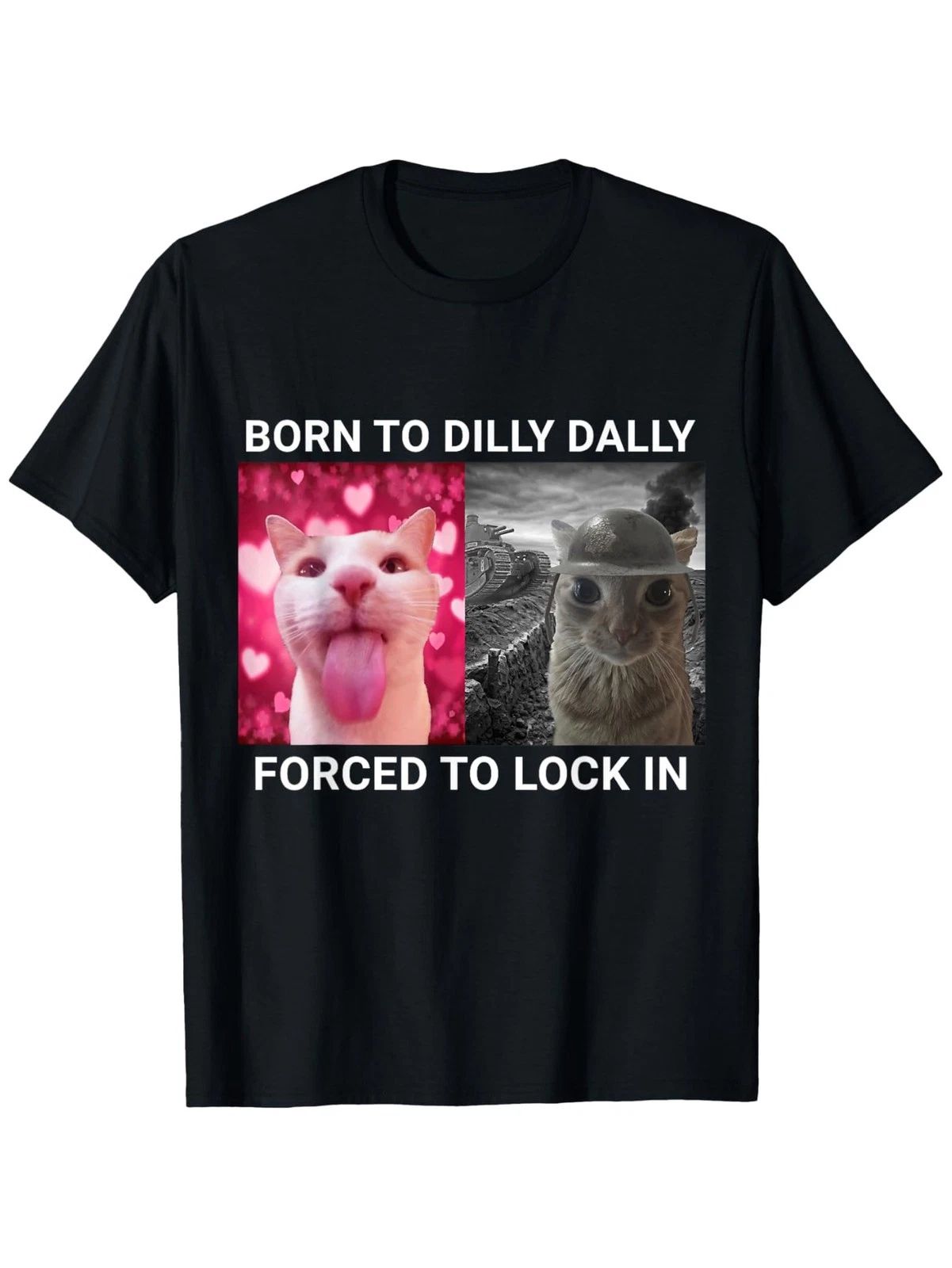 Born to Procrastinate, Forced to Wear Cat Meme T-Shirt, Unisex All-Season Casual Unisex T-shirt, Sweatshirt, Hoodie, Long Sleeve Tee - T-Shirt, Sweatshirt, Hoodie