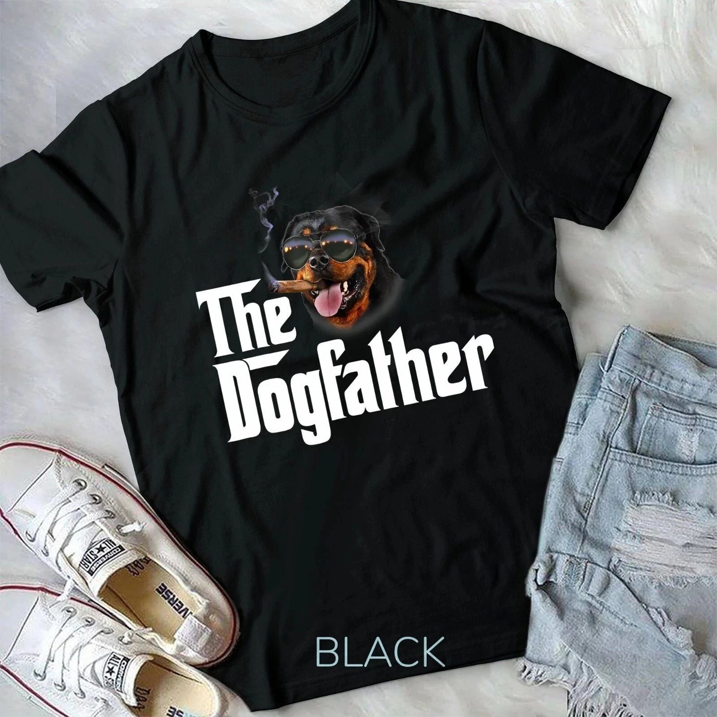Mens The Dogfather Rottweiler Funny Dog Owner Gift Dog Lover Unisex T-shirt Unisex T-shirt, Sweatshirt, Hoodie, Long Sleeve Tee - T-Shirt, Sweatshirt, Hoodie