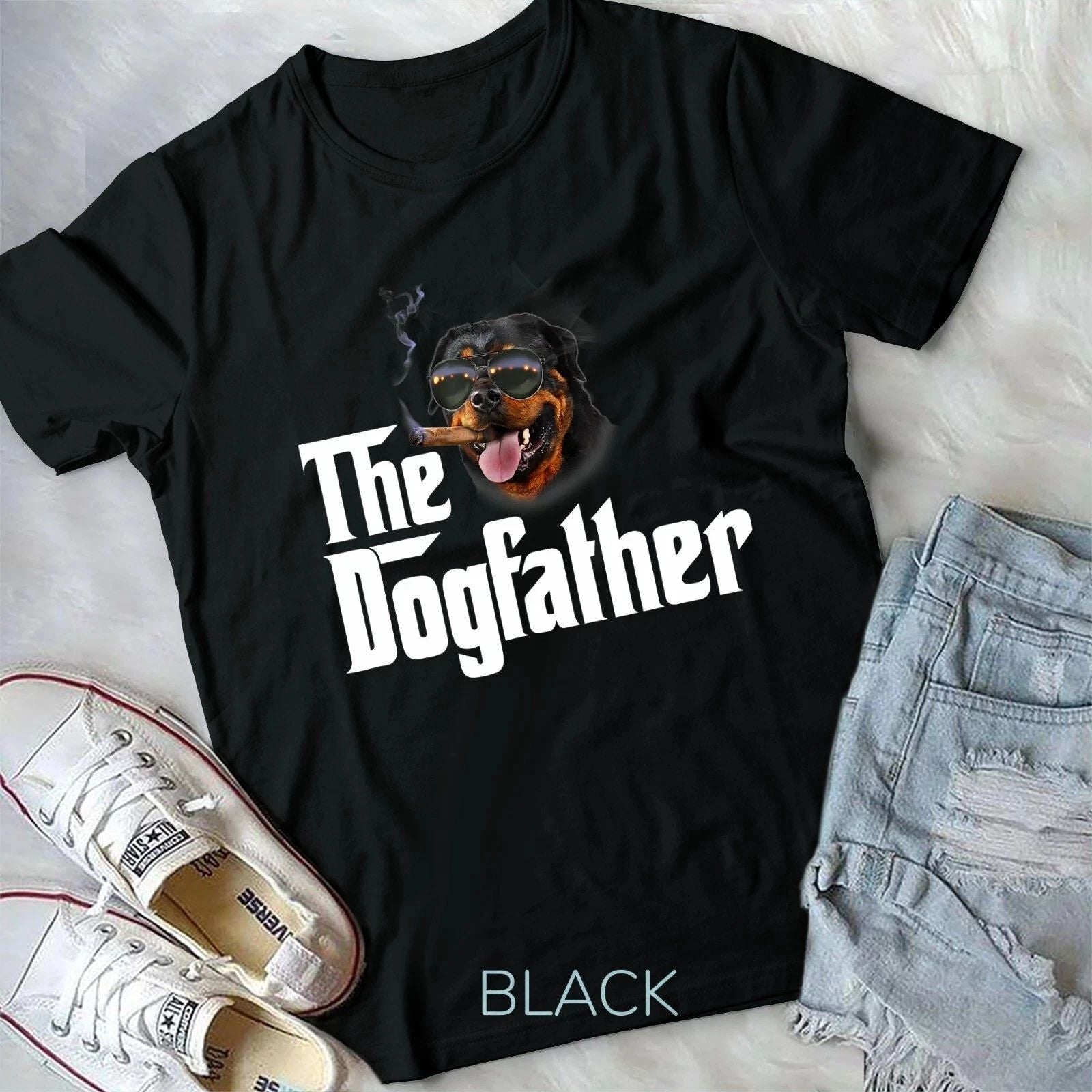 Mens The Dogfather Rottweiler Funny Dog Owner Gift Dog Lover Unisex T-shirt Unisex T-shirt, Sweatshirt, Hoodie, Long Sleeve Tee - T-Shirt, Sweatshirt, Hoodie