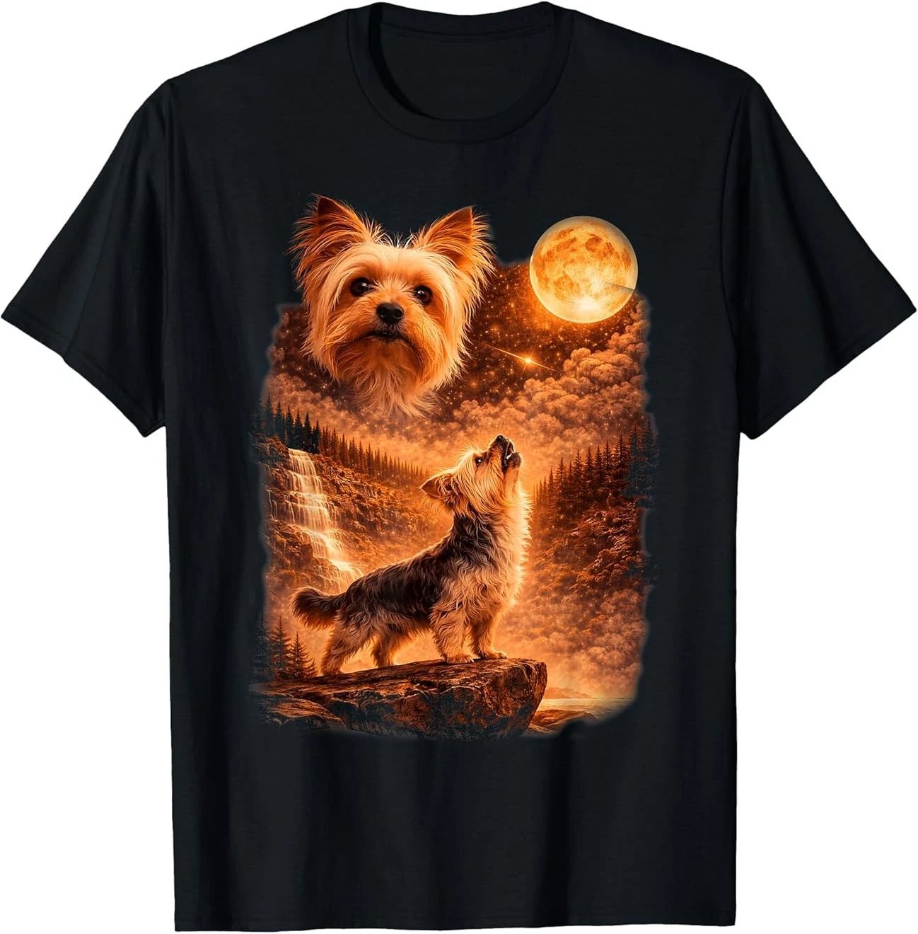Yorkie Howling to The Moon Funny Vintage 90s Dog Lover T-Shirt Unisex T-shirt, Sweatshirt, Hoodie, Long Sleeve Tee - T-Shirt, Sweatshirt, Hoodie