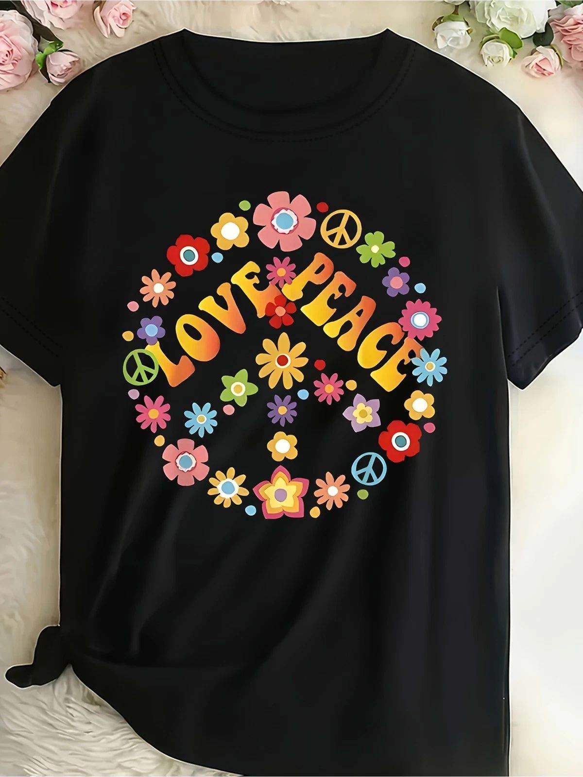 Unisex Vintage 60s/70s Retro Hippie Style LOVE PEACE Graphic T-Shirt Unisex T-shirt, Sweatshirt, Hoodie, Long Sleeve Tee - T-Shirt, Sweatshirt, Hoodie