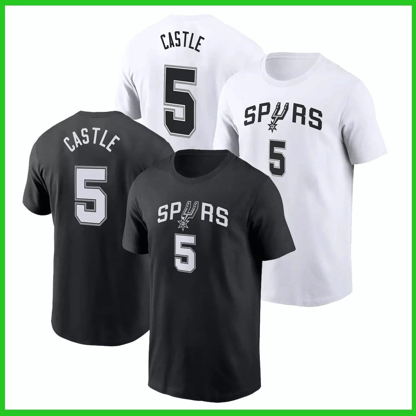 HOT SALE !!! Stephon Castle #5 San Antonio Spurs 2025 Name & Number T Shirt Unisex T-shirt, Sweatshirt, Hoodie, Long Sleeve Tee - T-Shirt, Sweatshirt, Hoodie