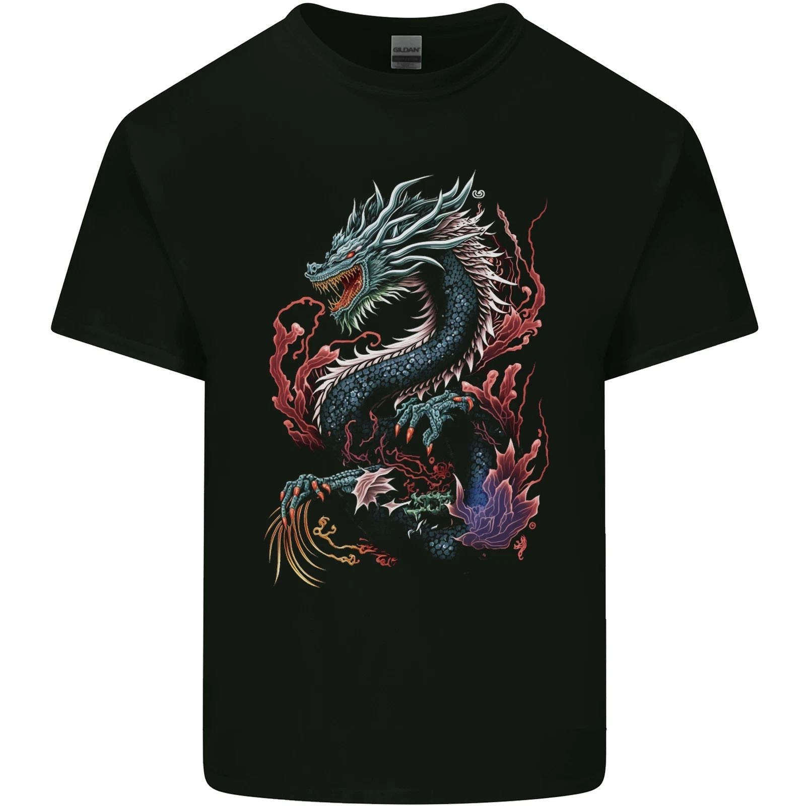 Fantasy Fire Dragon 7 Mens Cotton T-Shirt Tee Top Unisex T-shirt, Sweatshirt, Hoodie, Long Sleeve Tee - T-Shirt, Sweatshirt, Hoodie