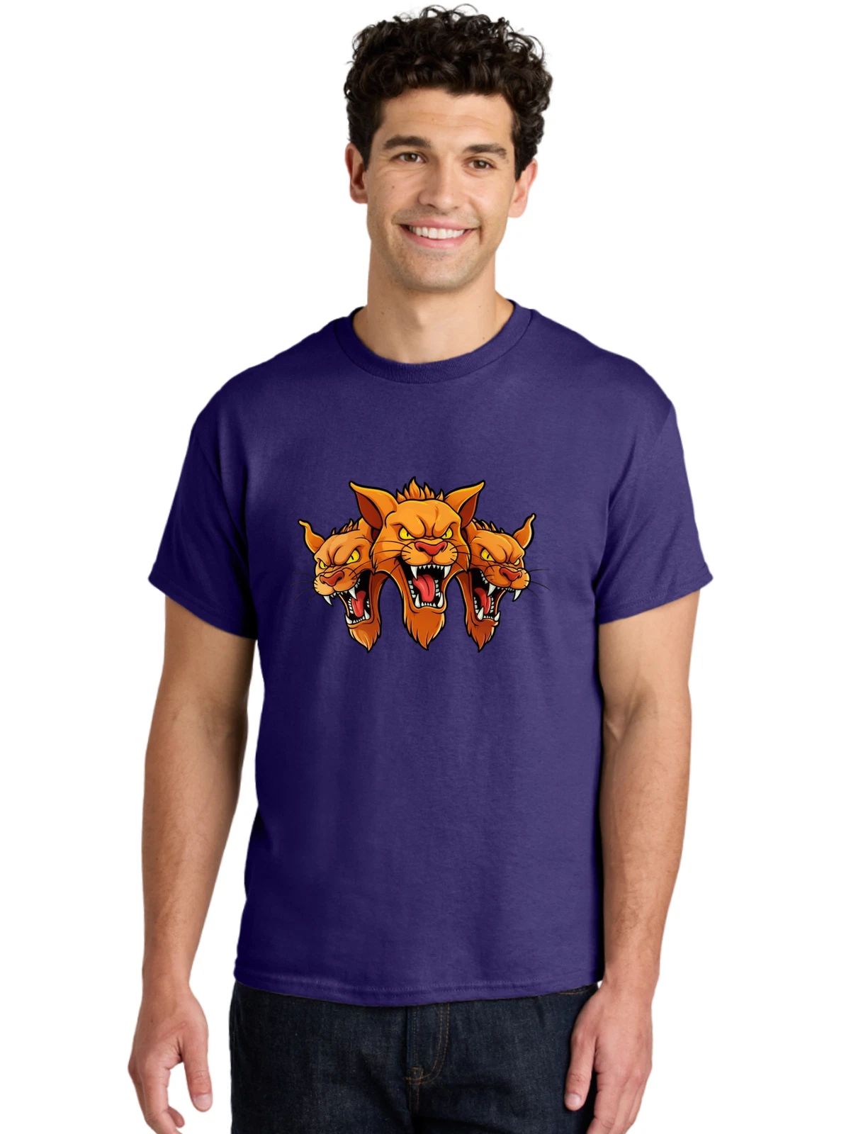 Cerberus-Cat Mens Graphic Tee, 100% Cotton, Casual Summer Wear Unisex T-shirt, Sweatshirt, Hoodie, Long Sleeve Tee - T-Shirt, Sweatshirt, Hoodie