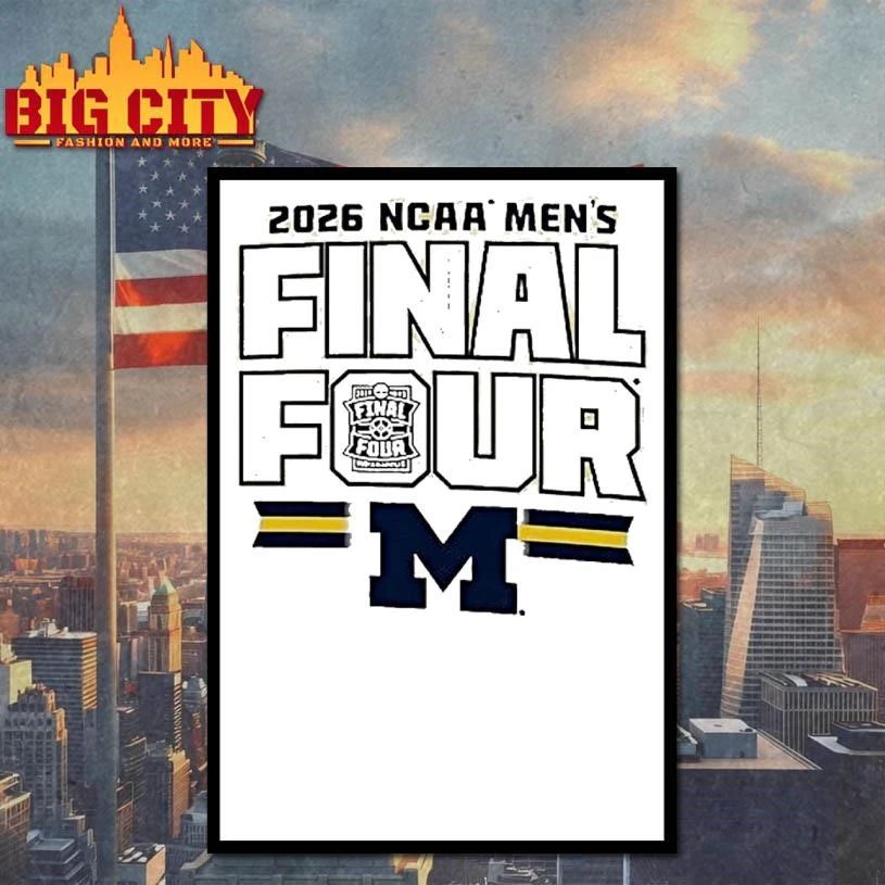 Michigan Wolverines 2026 Mens Basketball Final Four - Adult & Kids T-Shirts, Sweatshirts & Hoodies apparel design preview 4
