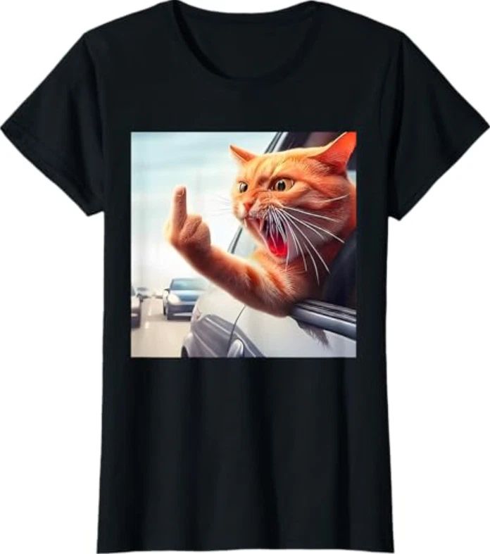 Funny Cat Middle Finger Hilarious Cat in The Car Cat Lover T-Shirt Unisex T-shirt, Sweatshirt, Hoodie, Long Sleeve Tee - T-Shirt, Sweatshirt, Hoodie