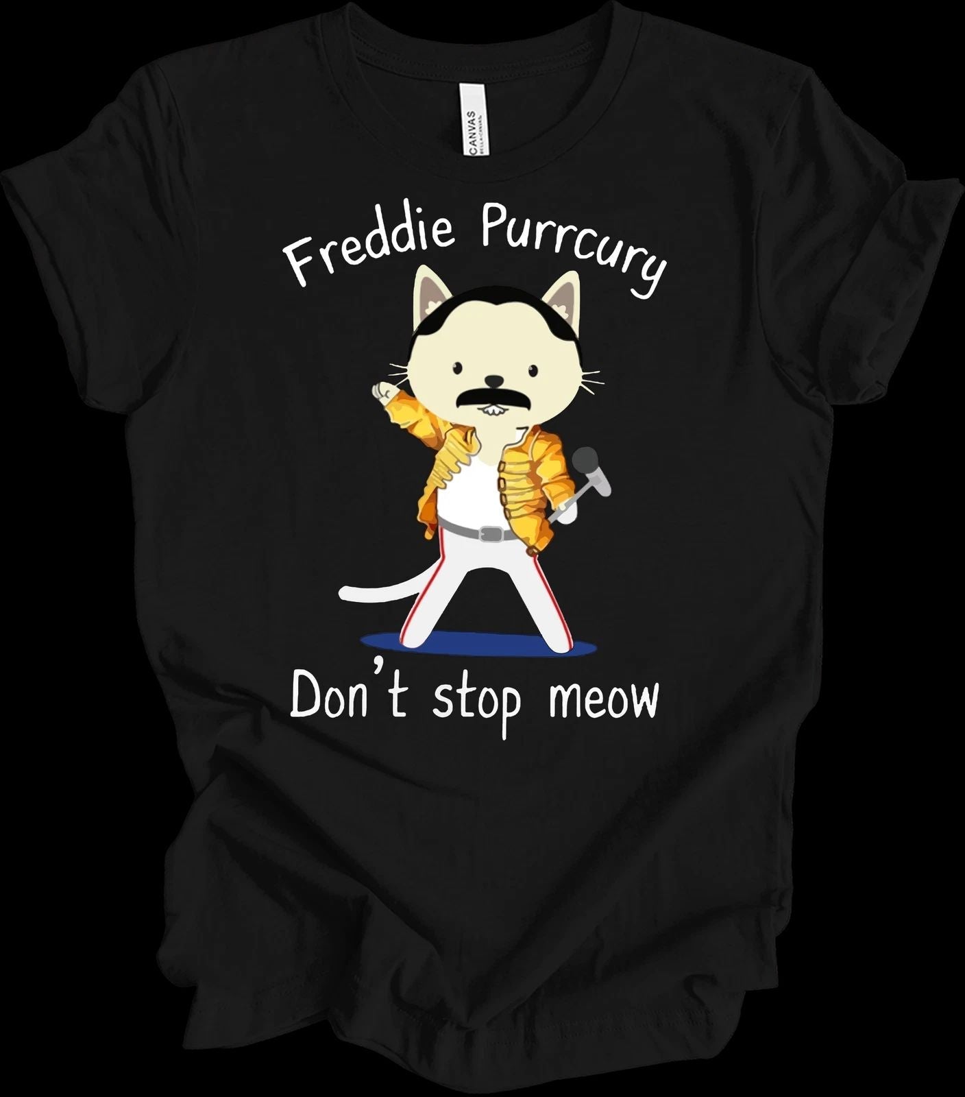Freddie Purrcury Don't Stop Meow Funny Cat T-Shirt Unisex T-shirt, Sweatshirt, Hoodie, Long Sleeve Tee - T-Shirt, Sweatshirt, Hoodie