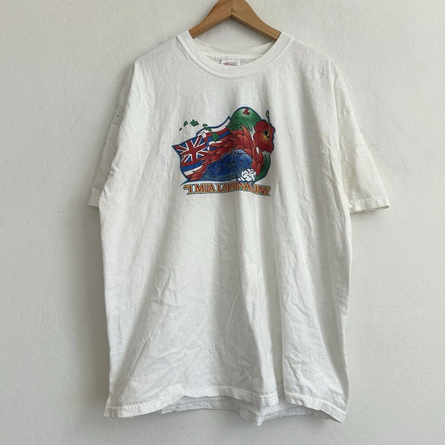 Hanes Beefy T Shirt 2XL Short Sleeve VTG 90s USA Hawaiian Maui Lahainaluna White Unisex T-shirt, Sweatshirt, Hoodie, Long Sleeve Tee - T-Shirt, Sweatshirt, Hoodie