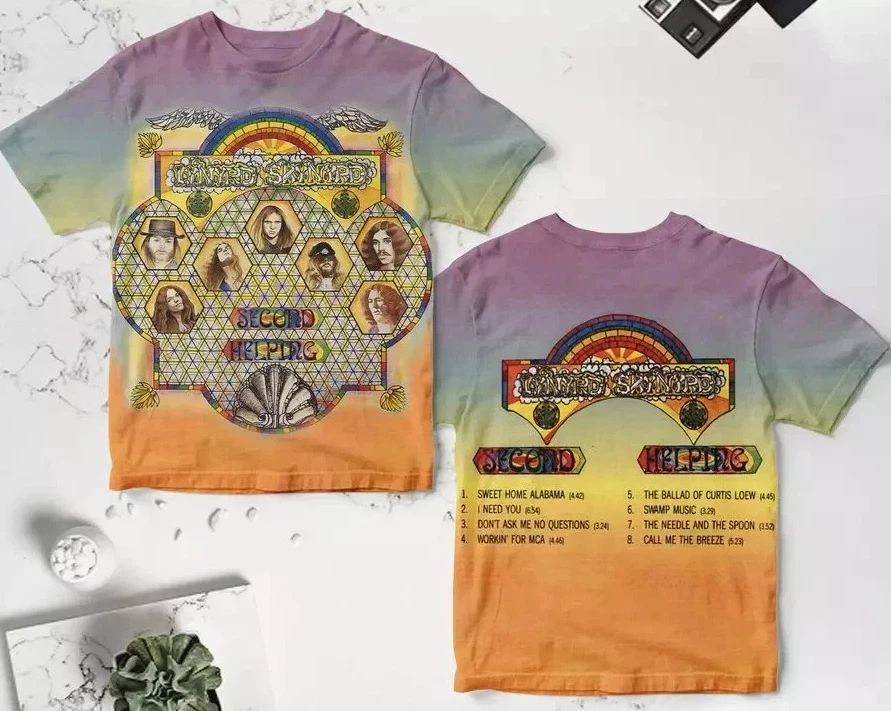 LYNYRD SKYNYRD Second Helping ROCK Rainbow AOP 3D T-shirt Unisex T-shirt, Sweatshirt, Hoodie, Long Sleeve Tee - T-Shirt, Sweatshirt, Hoodie