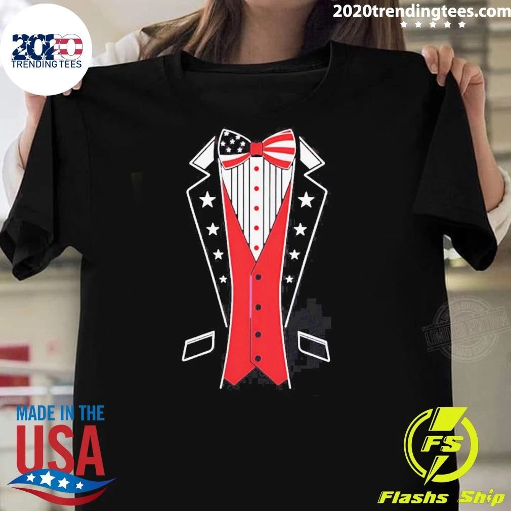 Patriotic American Flag Tuxedo Fourth Of July Shirt Unisex T-shirt, Sweatshirt, Hoodie, Long Sleeve Tee - T-Shirt, Sweatshirt, Hoodie