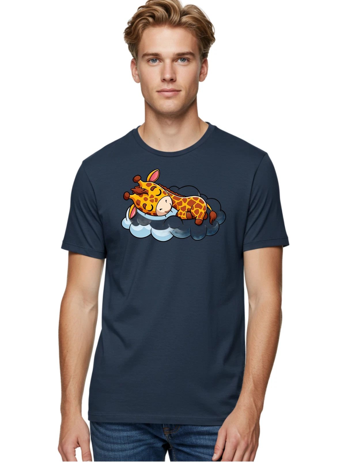 Sleeping-Giraffe-7 Mens Graphic Tee, 100% Cotton, Casual Summer Wear Unisex T-shirt, Sweatshirt, Hoodie, Long Sleeve Tee - T-Shirt, Sweatshirt, Hoodie