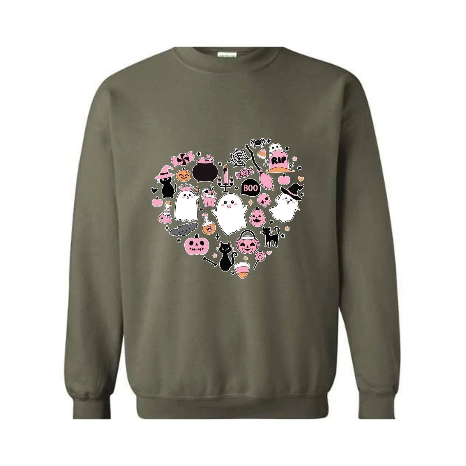 Cute Halloween Sweatshirt, Boo Shirt, Halloween Gift Sweater, Spooky Vibes Sweat Unisex T-shirt, Sweatshirt, Hoodie, Long Sleeve Tee - T-Shirt, Sweatshirt, Hoodie