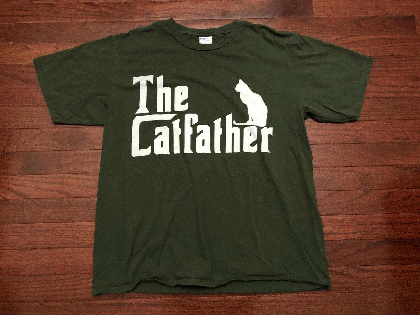 THE CATFATHER T SHIRT MENS LARGE GREEN WHITE CAT LOVER KITTEN RESCUE Unisex T-shirt, Sweatshirt, Hoodie, Long Sleeve Tee - T-Shirt, Sweatshirt, Hoodie