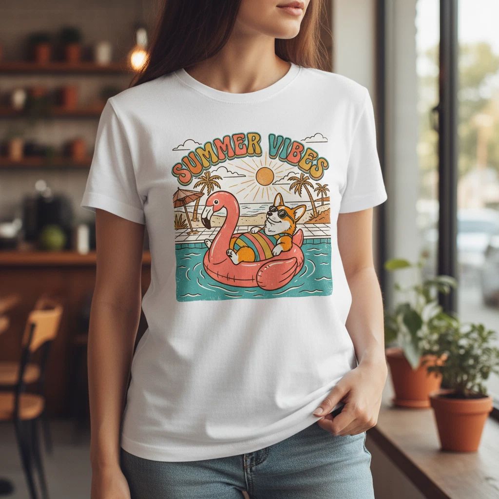 Corgi Summer Vibes Shirt, Funny Dog Beach Shirt, Cute Bikini Puppy, Vacation Shi Unisex T-shirt, Sweatshirt, Hoodie, Long Sleeve Tee - T-Shirt, Sweatshirt, Hoodie