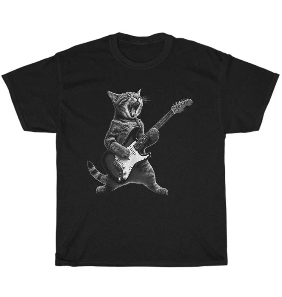NEW Cat Playing Guitar Rock Star Rock and Roll Cats Lover T-Shirt Unisex Gift Unisex T-shirt, Sweatshirt, Hoodie, Long Sleeve Tee - T-Shirt, Sweatshirt, Hoodie