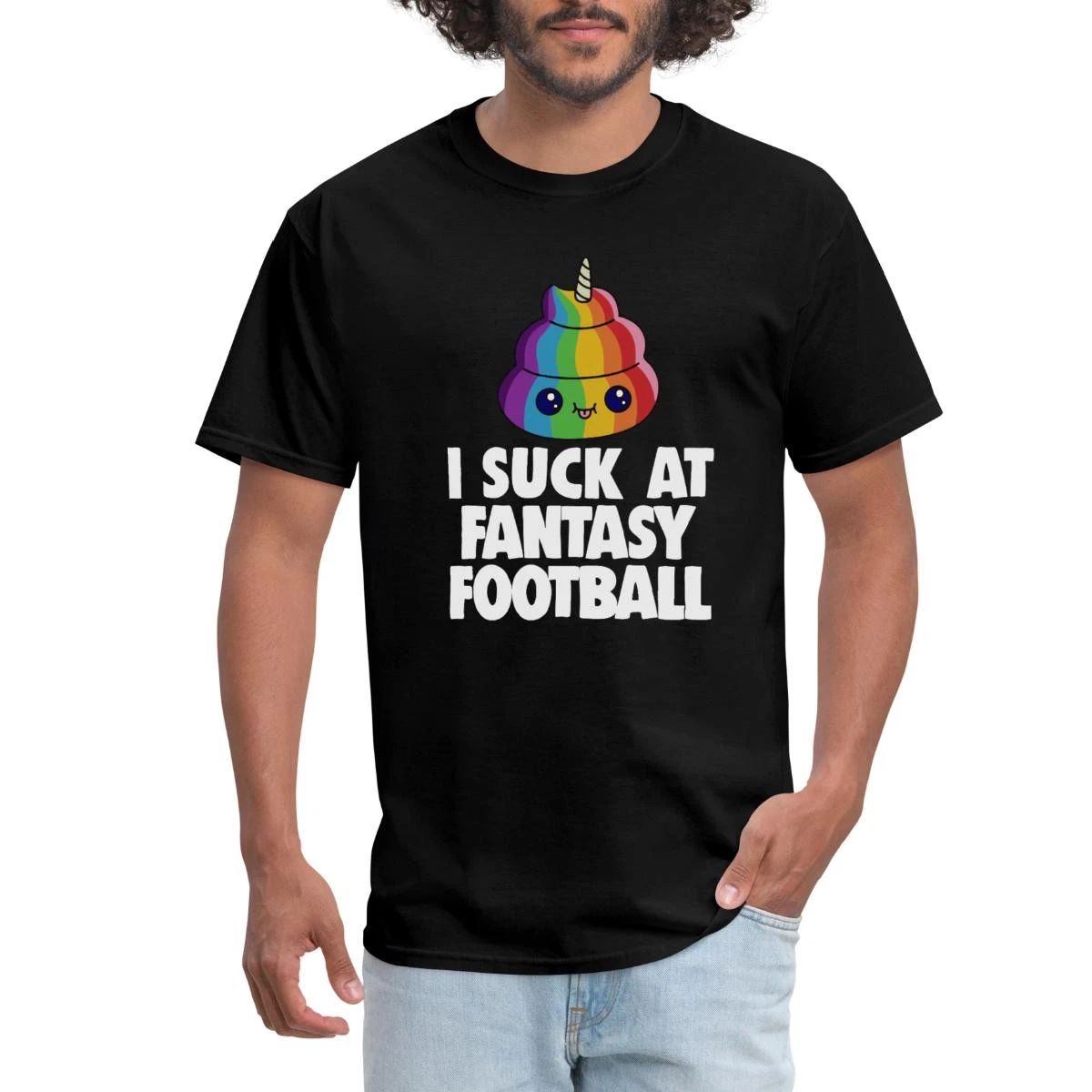 I Suck At Fantasy Football Rainbow Poop Men's T-Shirt Unisex T-shirt, Sweatshirt, Hoodie, Long Sleeve Tee - T-Shirt, Sweatshirt, Hoodie