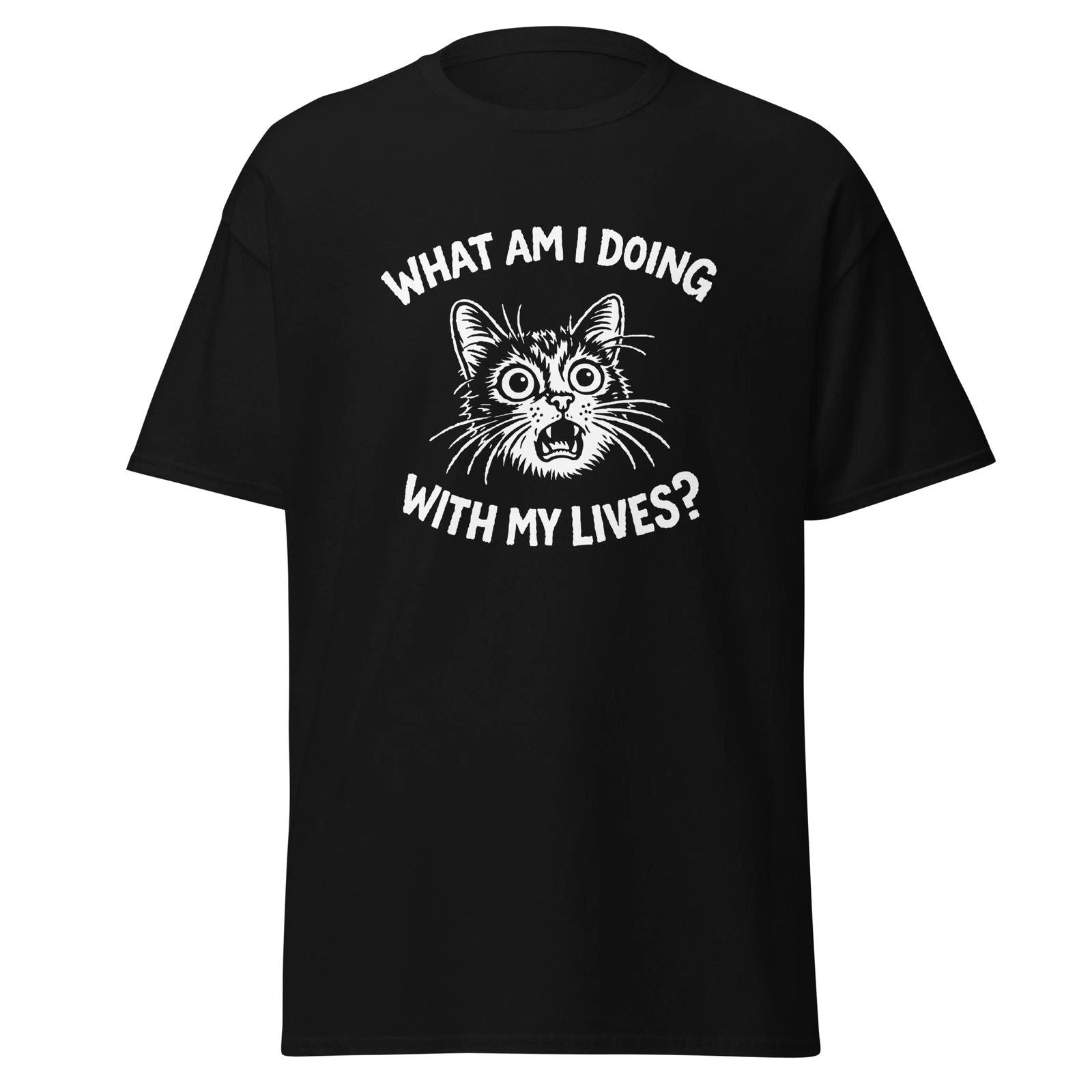 Cute Existential Dread Cat Unisex T-Shirt, funny tee, great gift! Unisex T-shirt, Sweatshirt, Hoodie, Long Sleeve Tee - T-Shirt, Sweatshirt, Hoodie