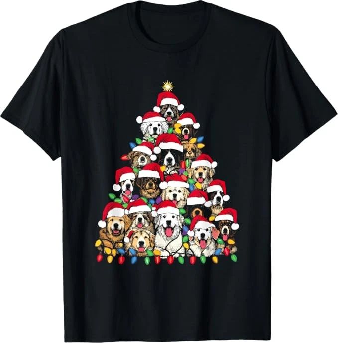 Christmas Tree Of Puppies - Funny Xmas Tree Dog Puppy Lover  T-Shirt Unisex T-shirt, Sweatshirt, Hoodie, Long Sleeve Tee - T-Shirt, Sweatshirt, Hoodie