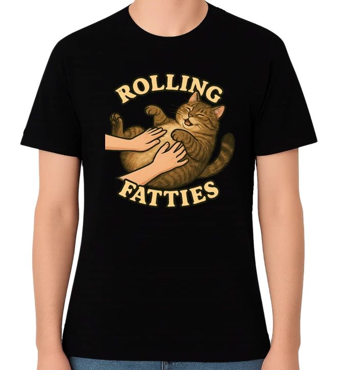 Rolling Fatties Funny Cat Lover Unisex Graphic T-Shirt Cute Humour Tee Unisex T-shirt, Sweatshirt, Hoodie, Long Sleeve Tee - T-Shirt, Sweatshirt, Hoodie