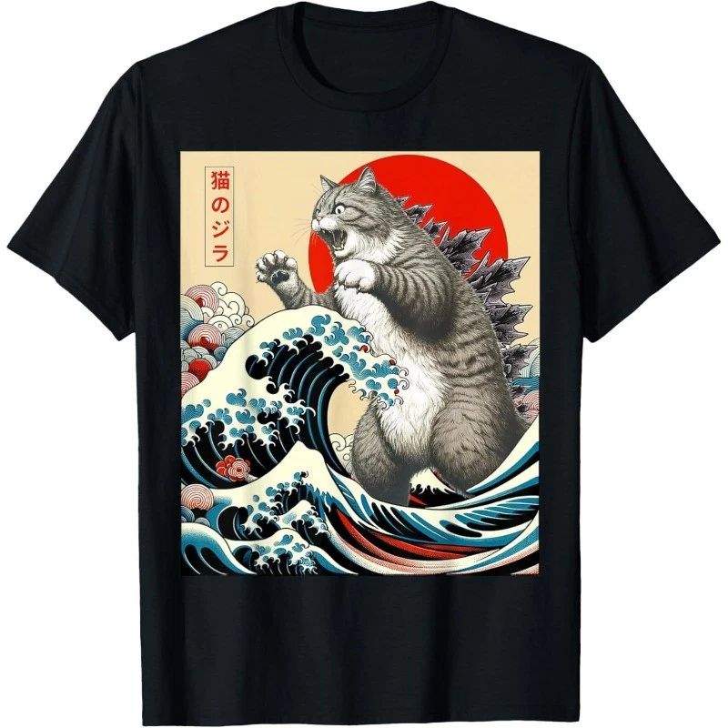 Catzilla Cat Japanese Art Funny Cat Gifts For Men Women Kid T-Shirt Unisex T-shirt, Sweatshirt, Hoodie, Long Sleeve Tee - T-Shirt, Sweatshirt, Hoodie
