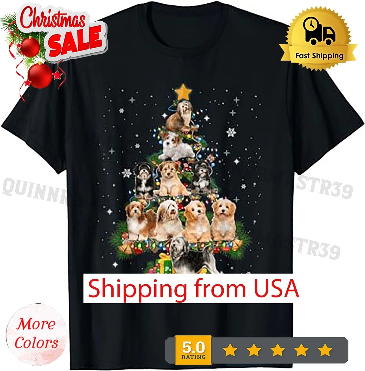 Havanese Christmas Tree Funny Dog Lover Xmas Pajama T-Shirt. Unisex T-shirt, Sweatshirt, Hoodie, Long Sleeve Tee - T-Shirt, Sweatshirt, Hoodie
