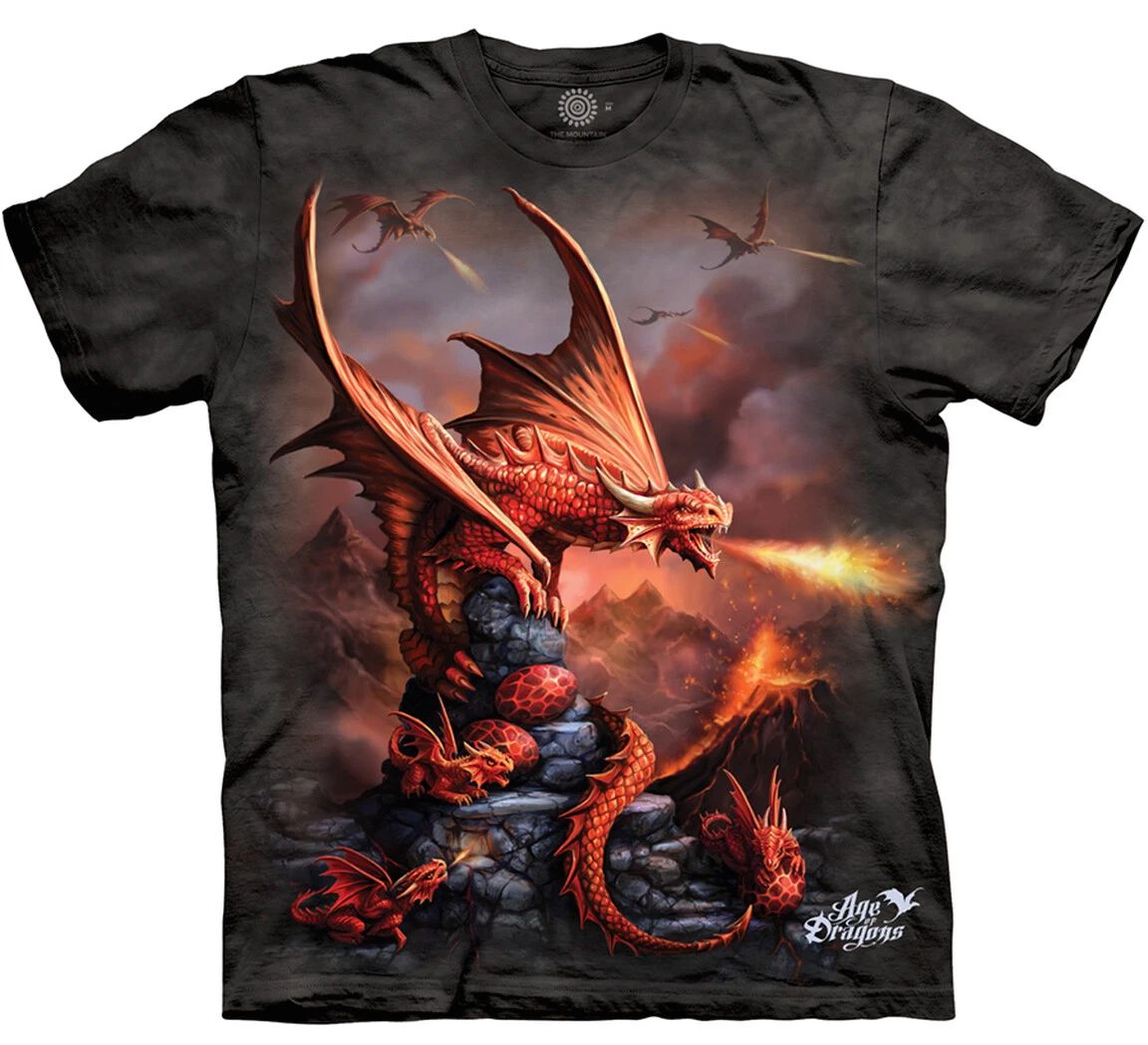 Fire Red Dragon Legendary Magical Wings The Mountain Fantasy Cotton Shirt S-3X Unisex T-shirt, Sweatshirt, Hoodie, Long Sleeve Tee - T-Shirt, Sweatshirt, Hoodie
