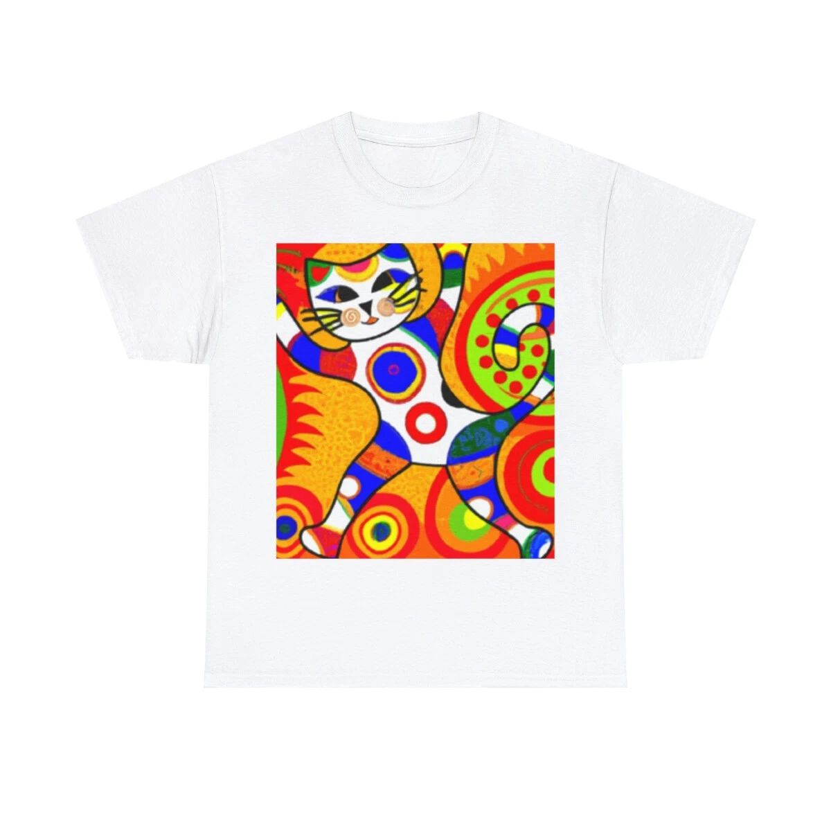 Dancing Cat Tee Abstract Cat Art T Shirt Unisex Heavy Cotton Tee Pet Lover Unisex T-shirt, Sweatshirt, Hoodie, Long Sleeve Tee - T-Shirt, Sweatshirt, Hoodie
