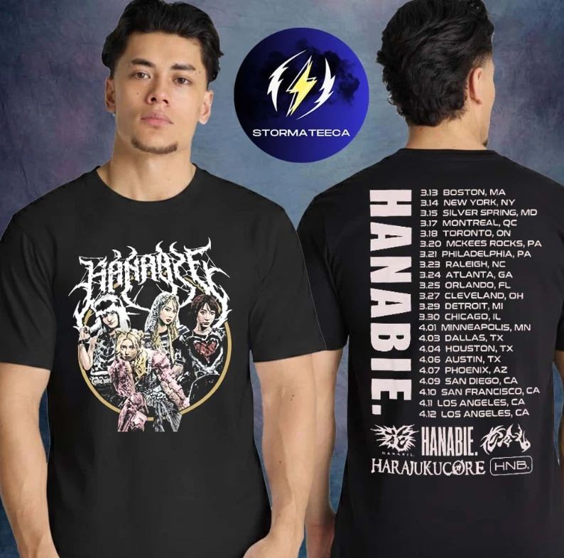Hanabie Merch North America Tour 2026 Kawaii Animals Harajuku Core T-Shirt Unisex T-shirt, Sweatshirt, Hoodie, Long Sleeve Tee - T-Shirt, Sweatshirt, Hoodie