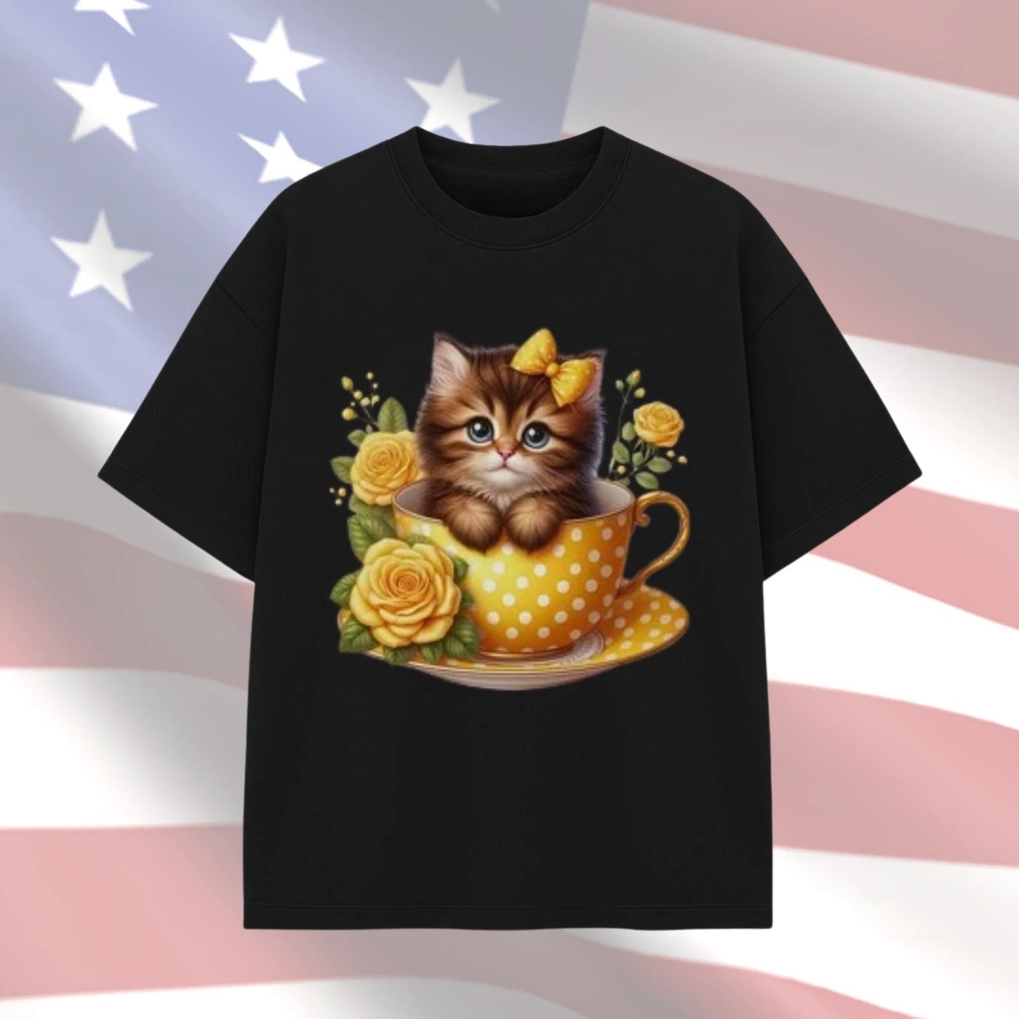 Women Cute Kitten Teacup Floral Cat Lover T-Shirt Size S-4XL Unisex T-shirt, Sweatshirt, Hoodie, Long Sleeve Tee - T-Shirt, Sweatshirt, Hoodie