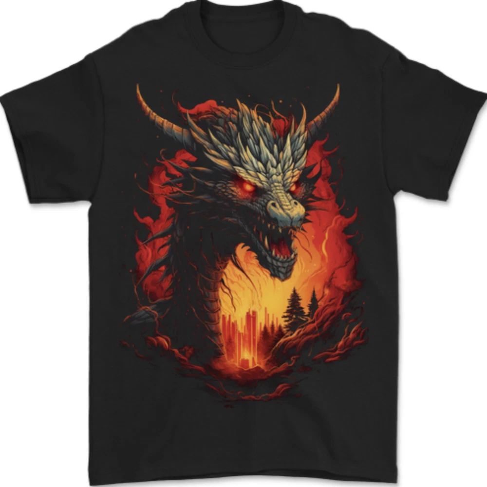 Fantasy Fire Dragon 3 Mens T-Shirt 100% Cotton Unisex T-shirt, Sweatshirt, Hoodie, Long Sleeve Tee - T-Shirt, Sweatshirt, Hoodie