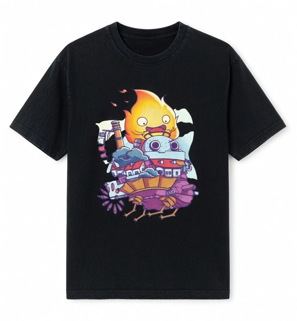 T-Shirt Cute Fantasy Fire House Cartoon Graphic Tee Unisex Shirt Unisex T-shirt, Sweatshirt, Hoodie, Long Sleeve Tee - T-Shirt, Sweatshirt, Hoodie