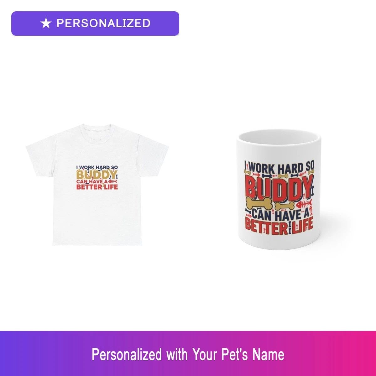 Custom Pet Gift Set Shirt Mug Personalized Name Bundle Dog Lover Unisex T-shirt, Sweatshirt, Hoodie, Long Sleeve Tee - T-Shirt, Sweatshirt, Hoodie